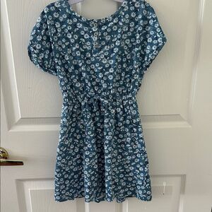 Lands' End Blue Floral Kids Dress - Size 6/7